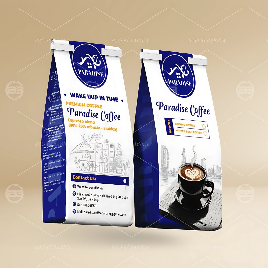 Túi 4 cạnh giấy kraft in offset Túi 4 cạnh giấy kraft in offset