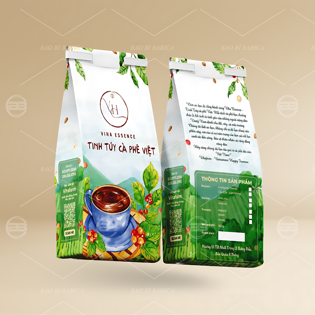 Túi 4 cạnh giấy kraft in offset Túi 4 cạnh giấy kraft in offset