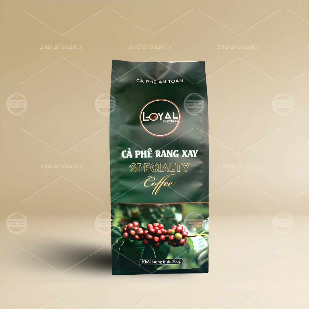 Túi 4 cạnh nhựa in không trục size 500g
