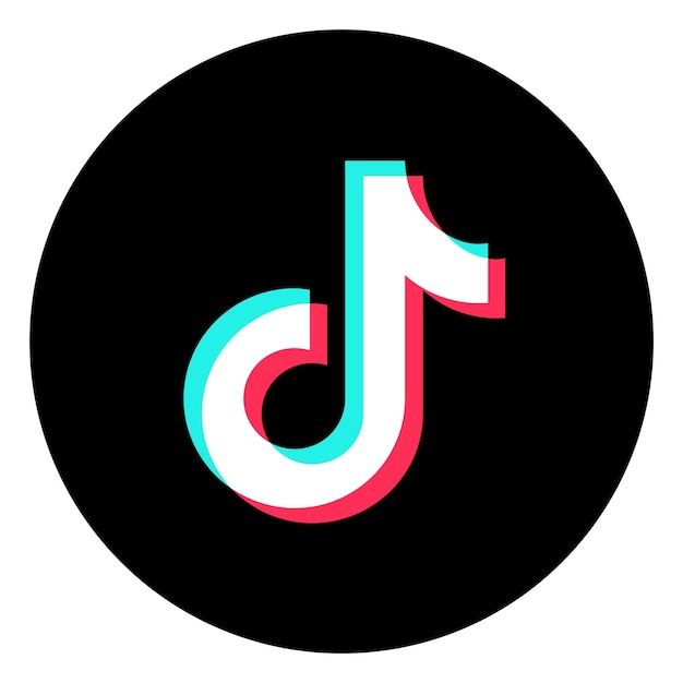 This may contain: the letter j in a black circle with pink and blue stripes on it's side