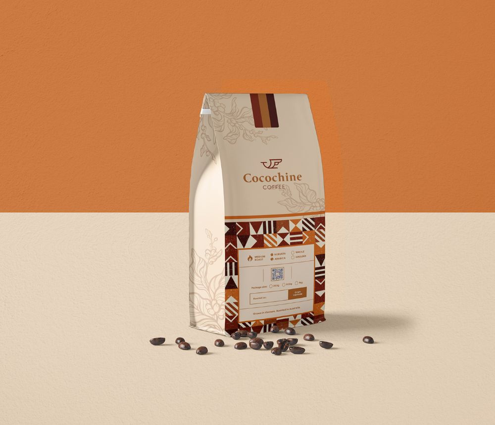 Logo bao bì cà phê với gam màu tự nhiên