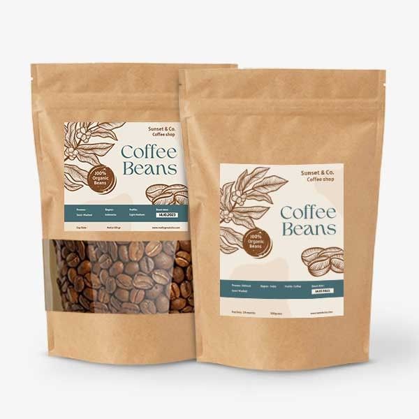 Túi cà phê đáy đứng có cửa sổ trong suốt