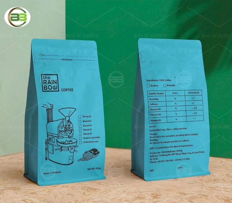 mẫu túi cà phê khóa zip