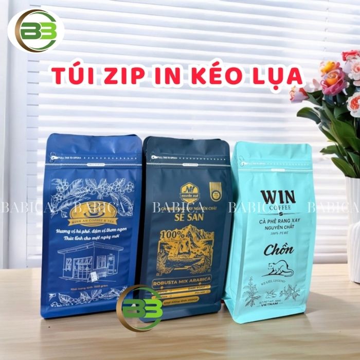 túi zip 8 cạnh in kéo lụa túi zip 8 cạnh in kéo lụa